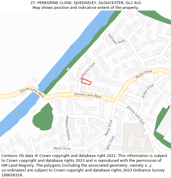 27, PEREGRINE CLOSE, QUEDGELEY, GLOUCESTER, GL2 4LG: Location map and indicative extent of plot