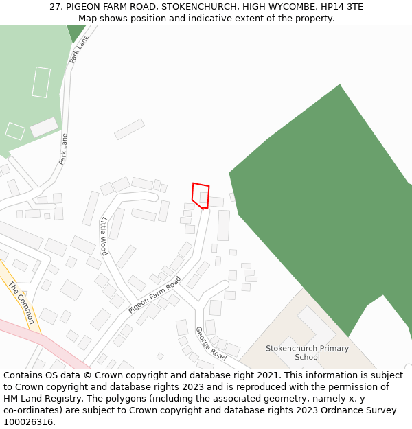27, PIGEON FARM ROAD, STOKENCHURCH, HIGH WYCOMBE, HP14 3TE: Location map and indicative extent of plot