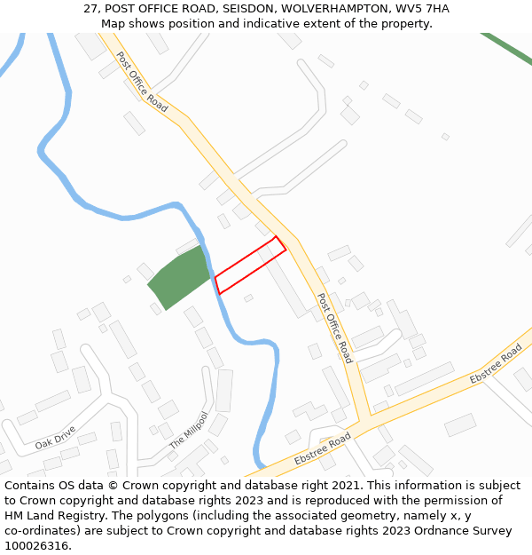 27, POST OFFICE ROAD, SEISDON, WOLVERHAMPTON, WV5 7HA: Location map and indicative extent of plot