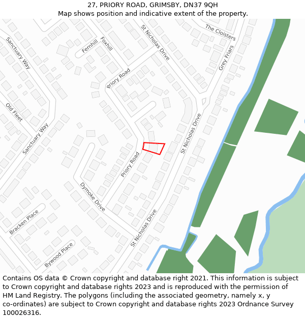 27, PRIORY ROAD, GRIMSBY, DN37 9QH: Location map and indicative extent of plot