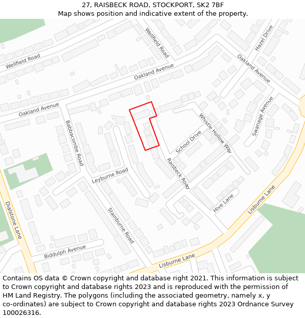 27, RAISBECK ROAD, STOCKPORT, SK2 7BF: Location map and indicative extent of plot