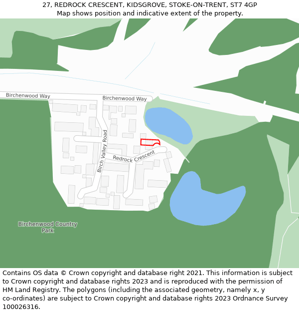 27, REDROCK CRESCENT, KIDSGROVE, STOKE-ON-TRENT, ST7 4GP: Location map and indicative extent of plot