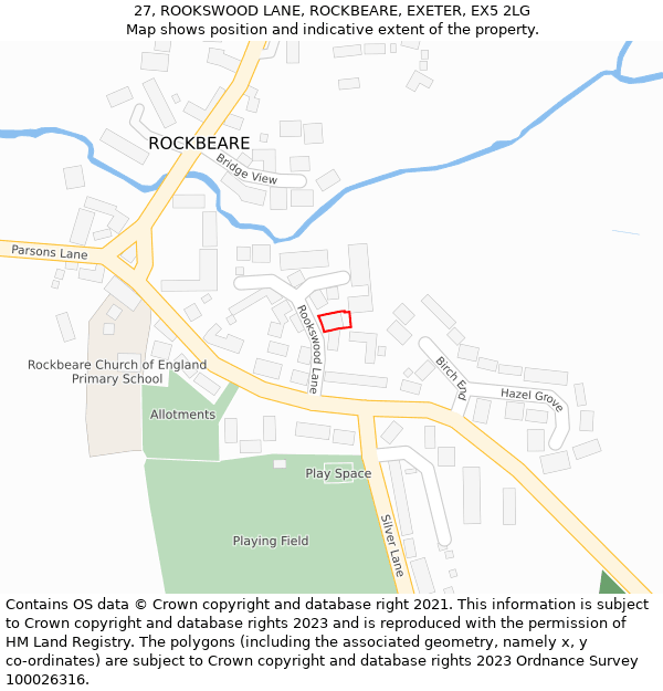 27, ROOKSWOOD LANE, ROCKBEARE, EXETER, EX5 2LG: Location map and indicative extent of plot