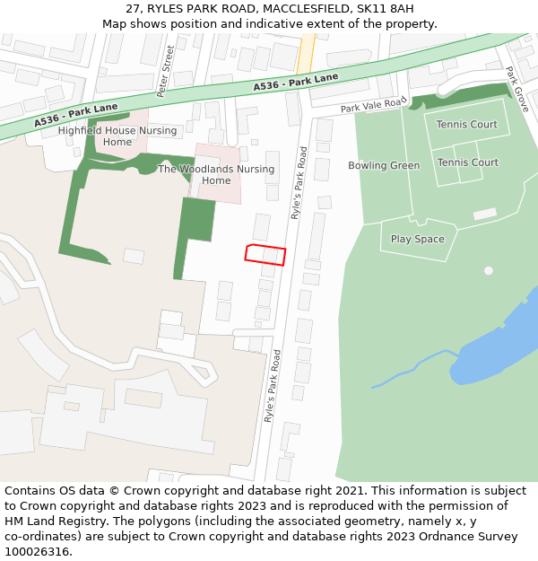 27, RYLES PARK ROAD, MACCLESFIELD, SK11 8AH: Location map and indicative extent of plot