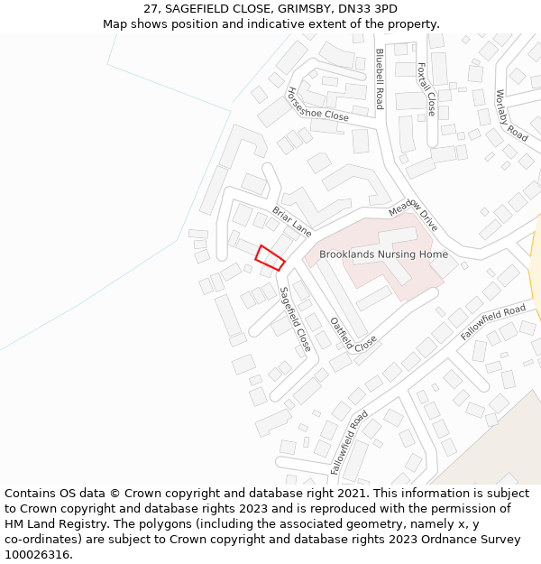 27, SAGEFIELD CLOSE, GRIMSBY, DN33 3PD: Location map and indicative extent of plot