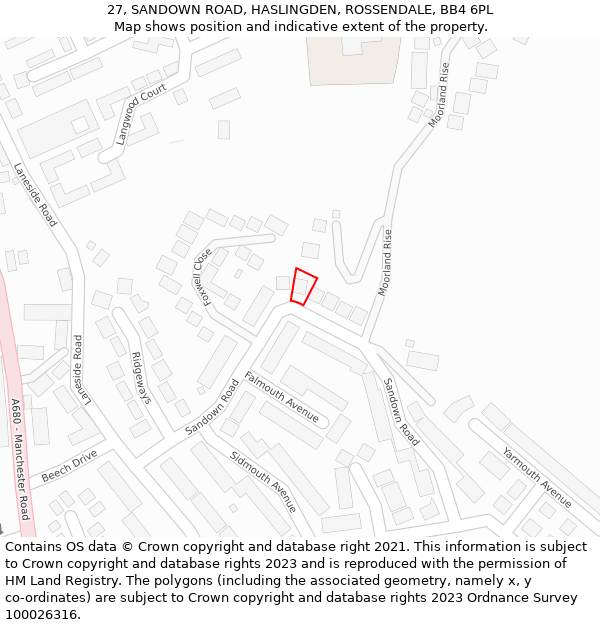 27, SANDOWN ROAD, HASLINGDEN, ROSSENDALE, BB4 6PL: Location map and indicative extent of plot