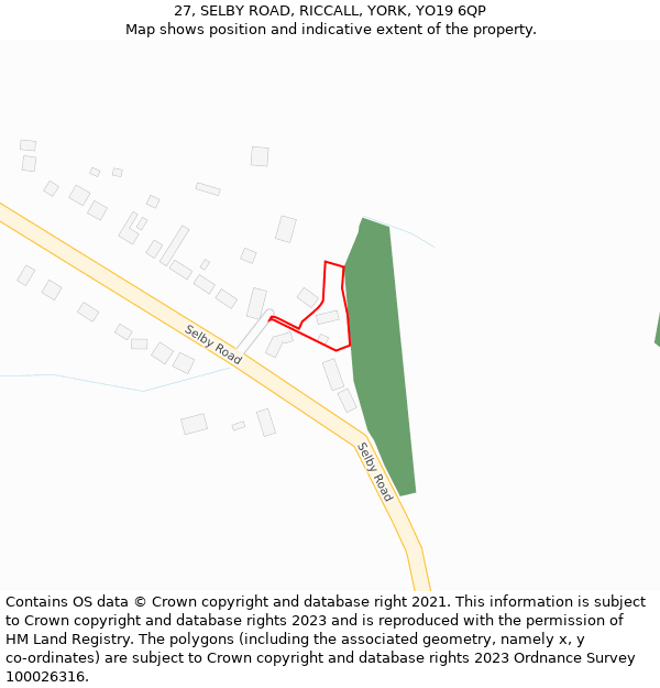 27, SELBY ROAD, RICCALL, YORK, YO19 6QP: Location map and indicative extent of plot