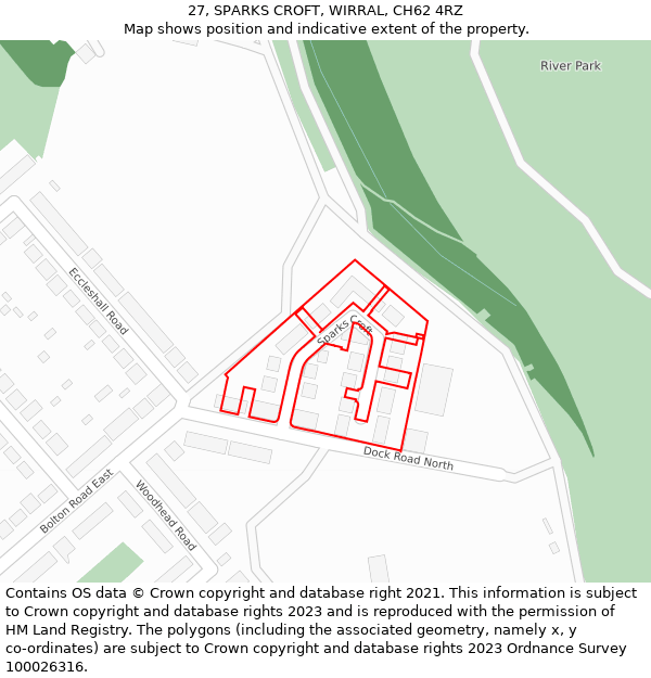 27, SPARKS CROFT, WIRRAL, CH62 4RZ: Location map and indicative extent of plot