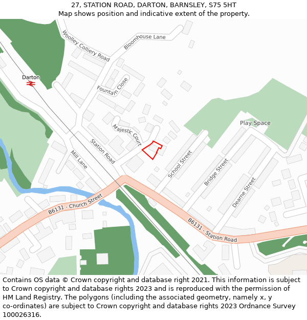 27, STATION ROAD, DARTON, BARNSLEY, S75 5HT: Location map and indicative extent of plot