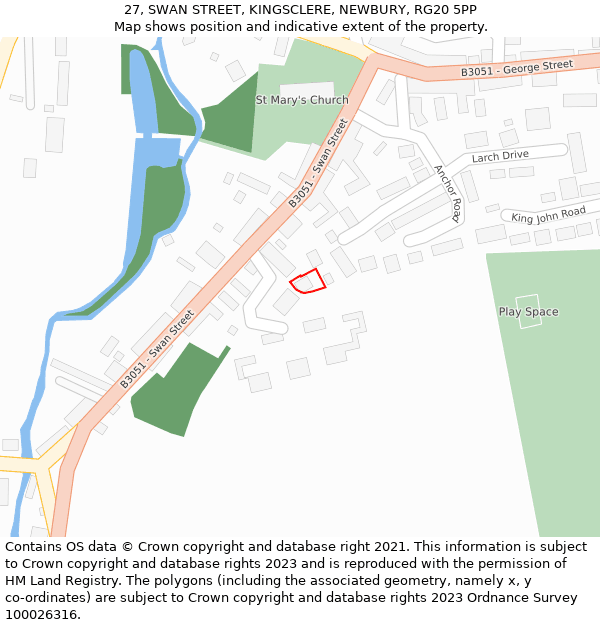 27, SWAN STREET, KINGSCLERE, NEWBURY, RG20 5PP: Location map and indicative extent of plot