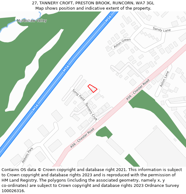 27, TANNERY CROFT, PRESTON BROOK, RUNCORN, WA7 3GL: Location map and indicative extent of plot