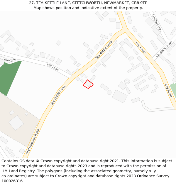 27, TEA KETTLE LANE, STETCHWORTH, NEWMARKET, CB8 9TP: Location map and indicative extent of plot