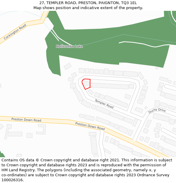 27, TEMPLER ROAD, PRESTON, PAIGNTON, TQ3 1EL: Location map and indicative extent of plot