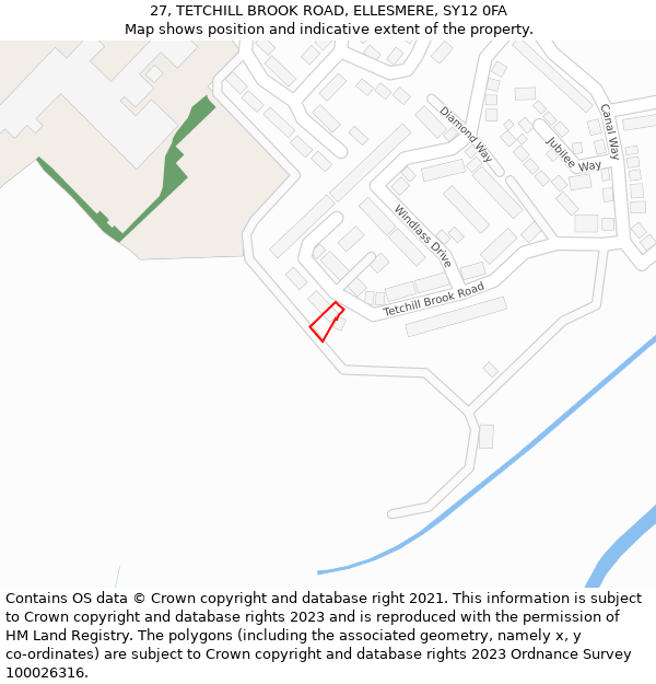 27, TETCHILL BROOK ROAD, ELLESMERE, SY12 0FA: Location map and indicative extent of plot