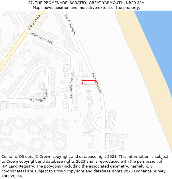 27, THE PROMENADE, SCRATBY, GREAT YARMOUTH, NR29 3PA: Location map and indicative extent of plot