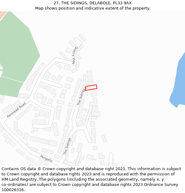 27, THE SIDINGS, DELABOLE, PL33 9AX: Location map and indicative extent of plot