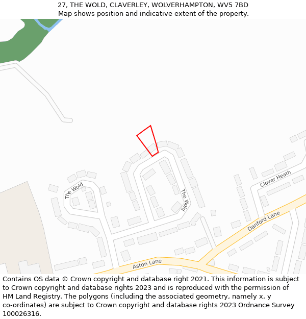 27, THE WOLD, CLAVERLEY, WOLVERHAMPTON, WV5 7BD: Location map and indicative extent of plot