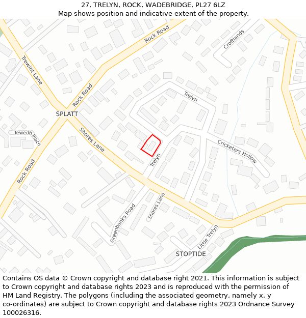 27, TRELYN, ROCK, WADEBRIDGE, PL27 6LZ: Location map and indicative extent of plot