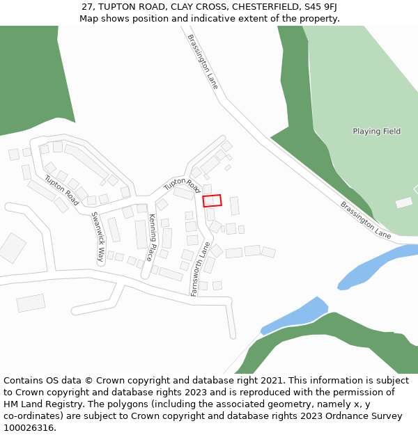 27, TUPTON ROAD, CLAY CROSS, CHESTERFIELD, S45 9FJ: Location map and indicative extent of plot