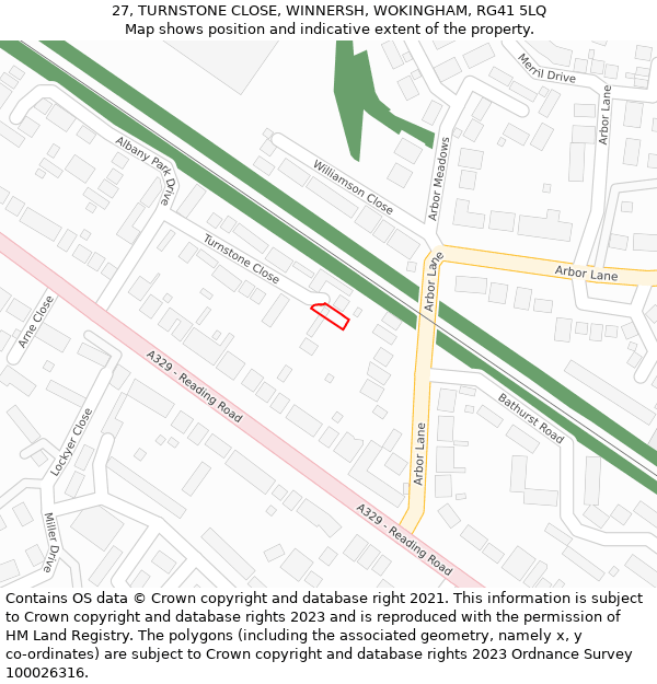 27, TURNSTONE CLOSE, WINNERSH, WOKINGHAM, RG41 5LQ: Location map and indicative extent of plot