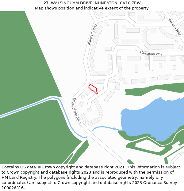 27, WALSINGHAM DRIVE, NUNEATON, CV10 7RW: Location map and indicative extent of plot