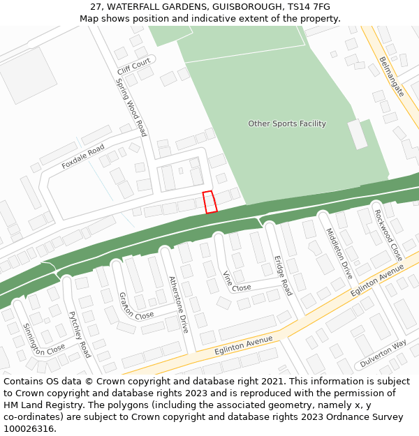 27, WATERFALL GARDENS, GUISBOROUGH, TS14 7FG: Location map and indicative extent of plot