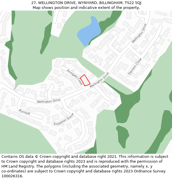 27, WELLINGTON DRIVE, WYNYARD, BILLINGHAM, TS22 5QJ: Location map and indicative extent of plot