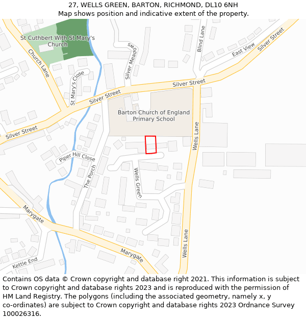 27, WELLS GREEN, BARTON, RICHMOND, DL10 6NH: Location map and indicative extent of plot