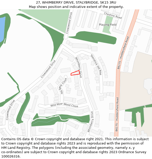 27, WHIMBERRY DRIVE, STALYBRIDGE, SK15 3RU: Location map and indicative extent of plot