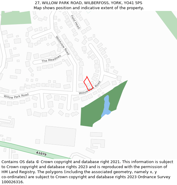 27, WILLOW PARK ROAD, WILBERFOSS, YORK, YO41 5PS: Location map and indicative extent of plot