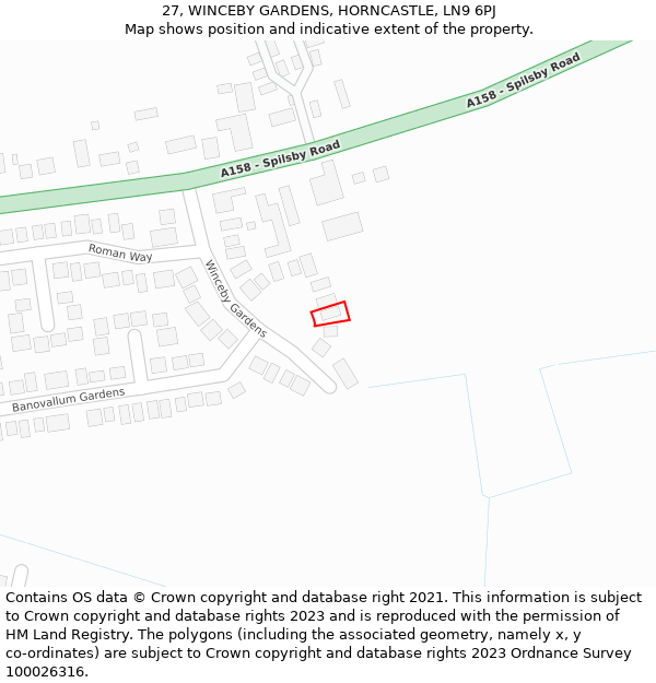 27, WINCEBY GARDENS, HORNCASTLE, LN9 6PJ: Location map and indicative extent of plot