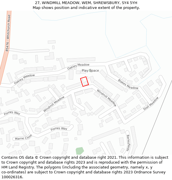 27, WINDMILL MEADOW, WEM, SHREWSBURY, SY4 5YH: Location map and indicative extent of plot