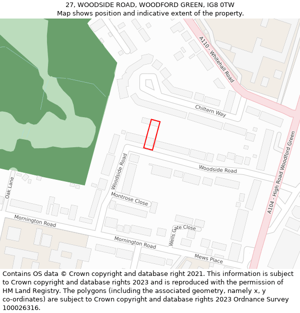 27, WOODSIDE ROAD, WOODFORD GREEN, IG8 0TW: Location map and indicative extent of plot