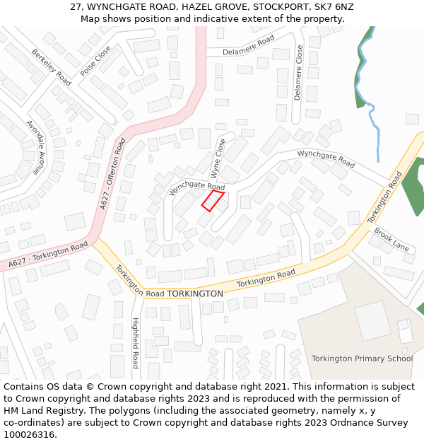 27, WYNCHGATE ROAD, HAZEL GROVE, STOCKPORT, SK7 6NZ: Location map and indicative extent of plot