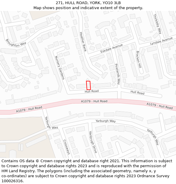 271, HULL ROAD, YORK, YO10 3LB: Location map and indicative extent of plot