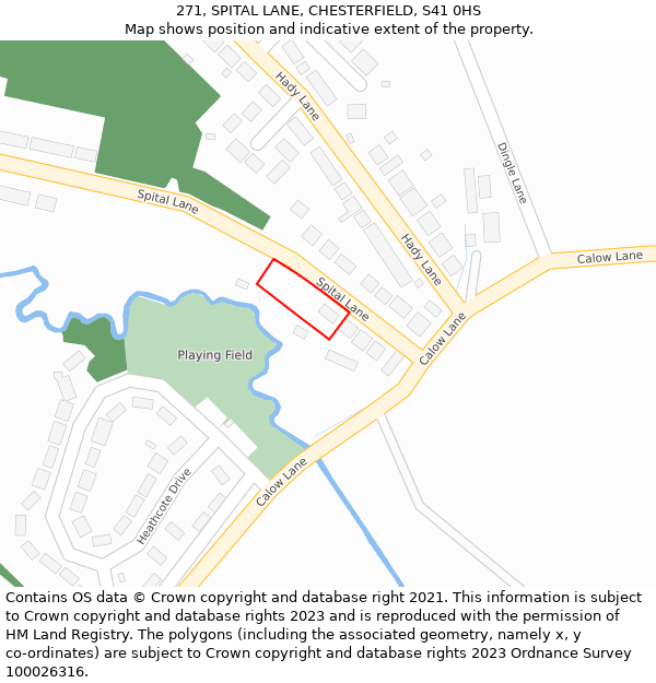 271, SPITAL LANE, CHESTERFIELD, S41 0HS: Location map and indicative extent of plot