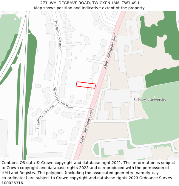 271, WALDEGRAVE ROAD, TWICKENHAM, TW1 4SU: Location map and indicative extent of plot
