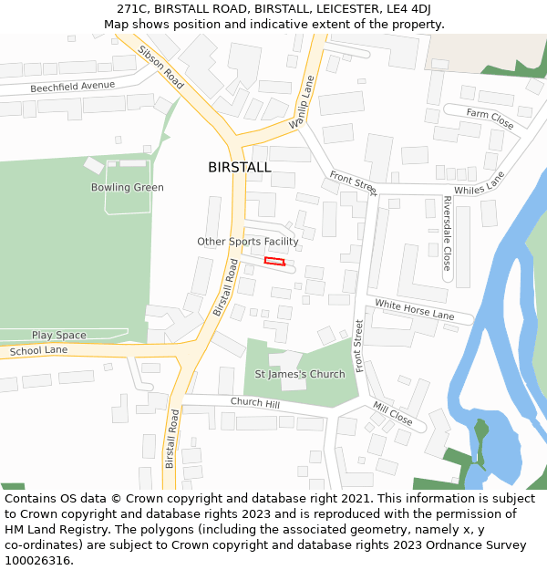 271C, BIRSTALL ROAD, BIRSTALL, LEICESTER, LE4 4DJ: Location map and indicative extent of plot