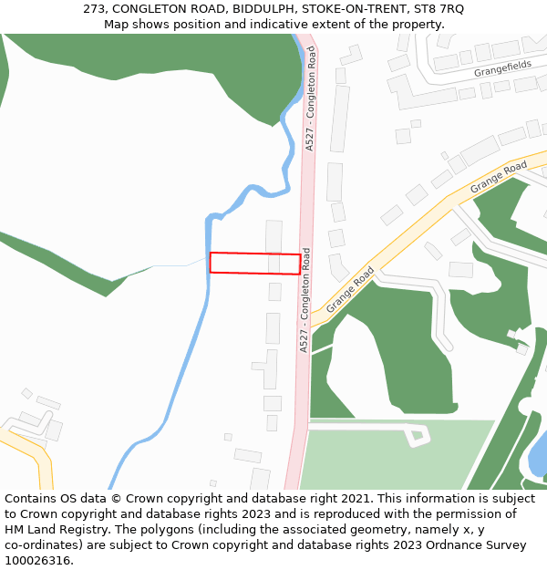 273, CONGLETON ROAD, BIDDULPH, STOKE-ON-TRENT, ST8 7RQ: Location map and indicative extent of plot