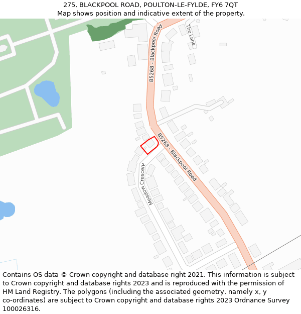 275, BLACKPOOL ROAD, POULTON-LE-FYLDE, FY6 7QT: Location map and indicative extent of plot