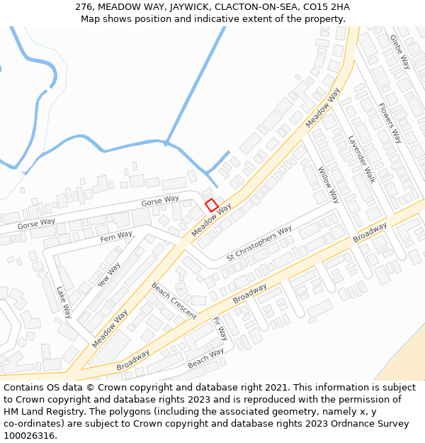 276, MEADOW WAY, JAYWICK, CLACTON-ON-SEA, CO15 2HA: Location map and indicative extent of plot