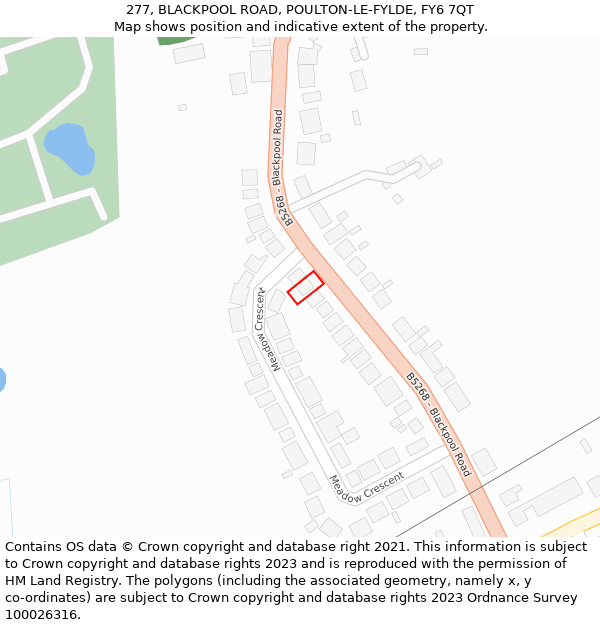 277, BLACKPOOL ROAD, POULTON-LE-FYLDE, FY6 7QT: Location map and indicative extent of plot