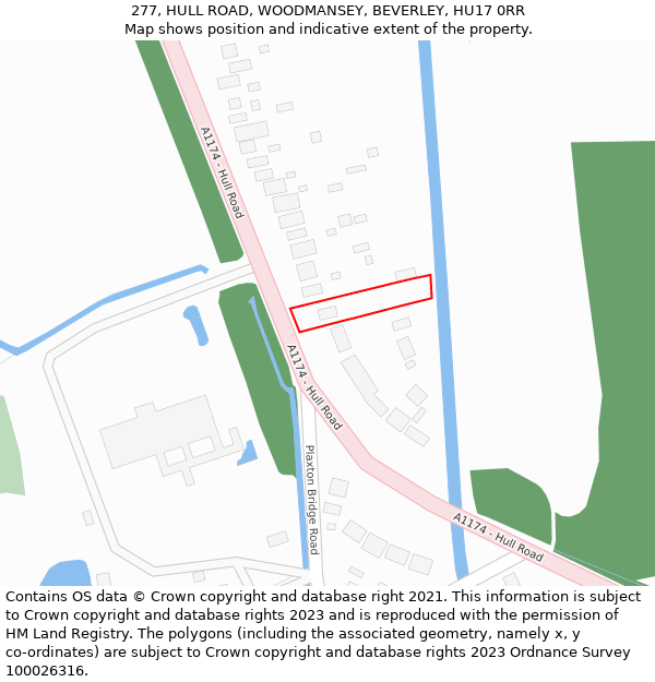 277, HULL ROAD, WOODMANSEY, BEVERLEY, HU17 0RR: Location map and indicative extent of plot