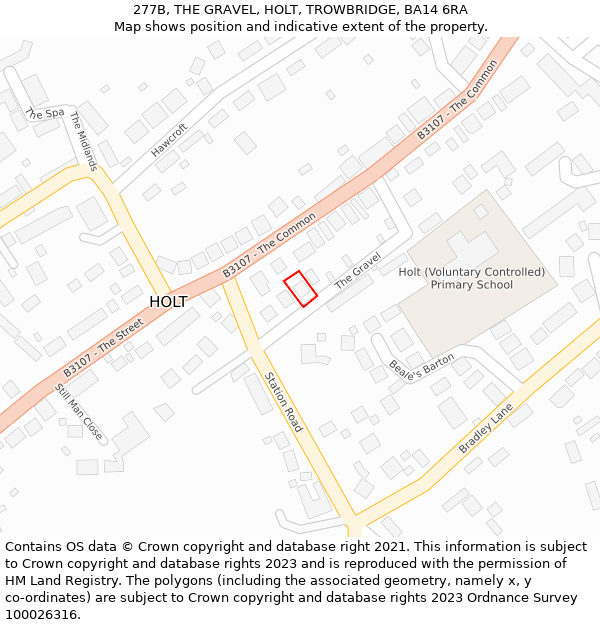 277B, THE GRAVEL, HOLT, TROWBRIDGE, BA14 6RA: Location map and indicative extent of plot
