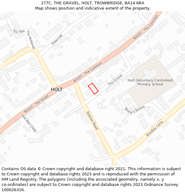 277C, THE GRAVEL, HOLT, TROWBRIDGE, BA14 6RA: Location map and indicative extent of plot