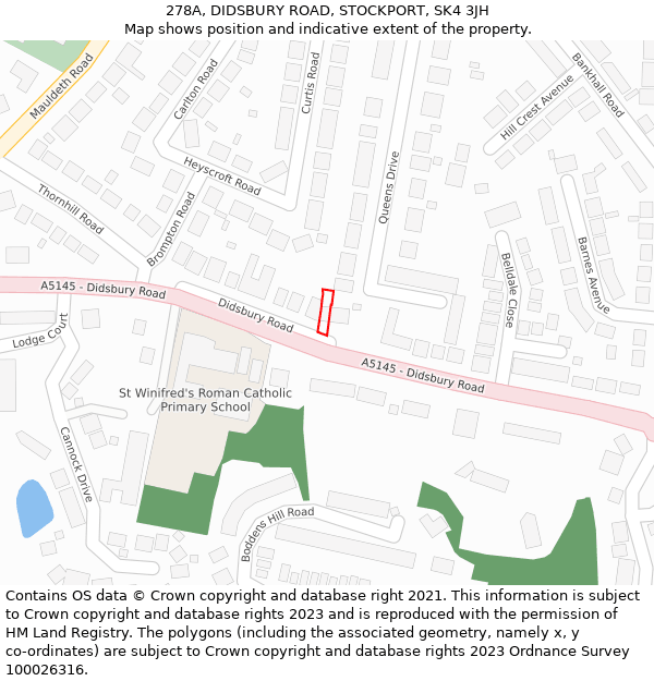 278A, DIDSBURY ROAD, STOCKPORT, SK4 3JH: Location map and indicative extent of plot