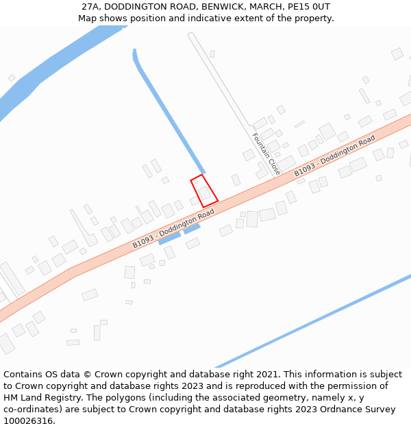 27A, DODDINGTON ROAD, BENWICK, MARCH, PE15 0UT: Location map and indicative extent of plot