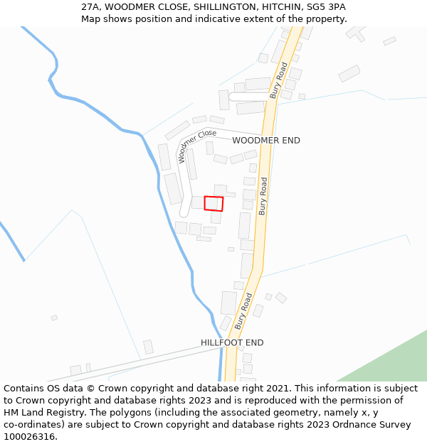 27A, WOODMER CLOSE, SHILLINGTON, HITCHIN, SG5 3PA: Location map and indicative extent of plot