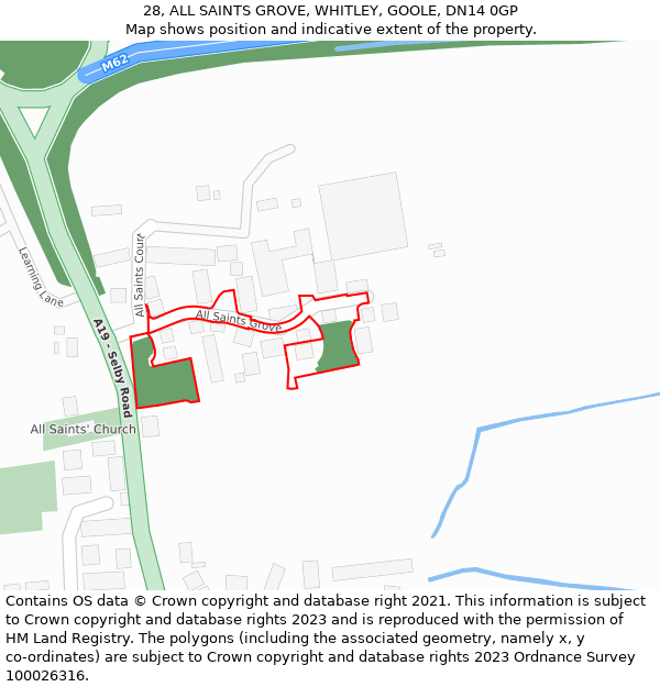 28, ALL SAINTS GROVE, WHITLEY, GOOLE, DN14 0GP: Location map and indicative extent of plot