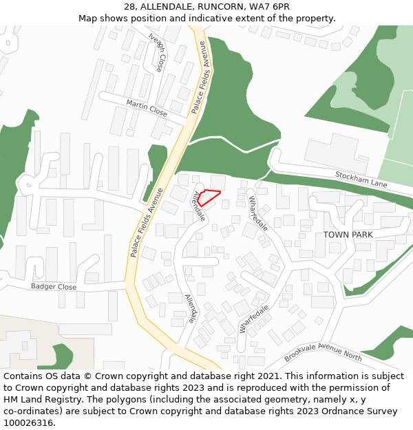 28, ALLENDALE, RUNCORN, WA7 6PR: Location map and indicative extent of plot